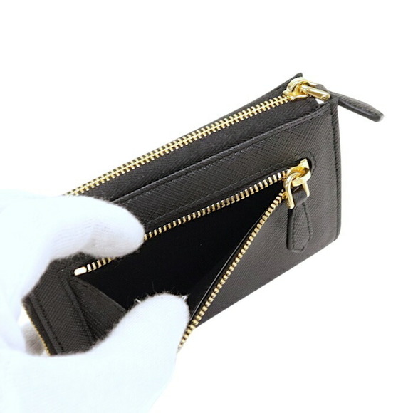 Prada Saffiano Leather Key Case Wallet L Zip Coin Multi Purpose Nero Black - Picture 10 of 11